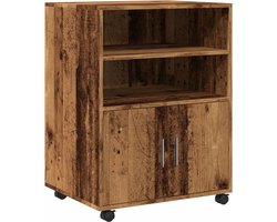 vidaXL - Rolkast - 60x48x81 - cm - bewerkt - hout - oud - houtkleurig