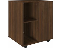 vidaXL - Rolkast - 60x53x72 - cm - bewerkt - hout - bruin - eikenkleur