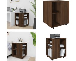 vidaXL Rolkast 60x53x72 cm bewerkt hout bruin eikenkleur - Verrijdbare Kast - Verrijdbare Kasten - Dossierkast - Documentenkast