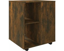 vidaXL - Rolkast - 60x53x72 - cm - bewerkt - hout - gerookt - eikenkleurig