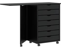 vidaXL - Rolkast - met - bureau - MOSS - massief - grenenhout - zwart