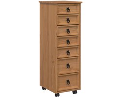 vidaXL - Rolkast - met - lades - CORONA - Massief - grenenhout - en - spaanplaat