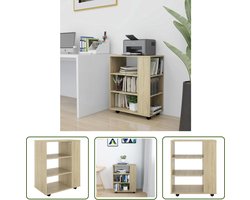 vidaXL Rolkast - Verrijdbare Kast - Rolkast 60x35x75 cm bewerkt hout sonoma eikenkleurig - Opbergkast - Kasten - Salon Meubilair