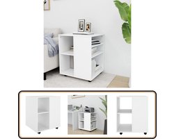 vidaXL Rolkast Wit - 60x53x72 cm - Met Wieltjes Rolkast - Bureau Onderkast - Opbergkast - Houten Kast - Wit Meubilair