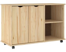 vidaXL - Rollende - kast - Bruin - 100 - x - 39 - x - 65,5 - cm - Massief - vurenhout