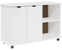 vidaXL - Rollende - kast - met - wiel - Wit - 100 - x - 39 - x - 65,5 - cm - Massief - vurenhout