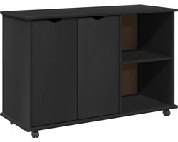 vidaXL - Rollende - kast - Zwart - 100 - x - 39 - x - 65,5 - cm - Massief - vurenhout