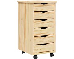 vidaXL - Rolling - Kabinet - met - Laden - MOSS - 34 - x - 39 - x - 65,5 - cm - Heldere - vernis