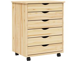 vidaXL - Rolling - Kabinet - met - Laden - MOSS - 53 - x - 39 - x - 65,5 - cm - Heldere - vernis