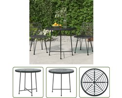 vidaXL Ronde Tafel - Eetkamertafel - Eettafel Ø80 cm gehard glas en staal zwart - Salontafel - Buitentafel - Metalen Tafel