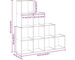 vidaXL - Roomdivider - Boekenkast - Zwart - Eiken - 131,5 - x - 29 - x - 131,5 - cm