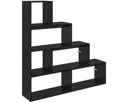 vidaXL - Roomdivider - Boekenkast - Zwart - Eiken - 143,5 - x - 29 - x - 143,5 - cm