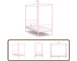 vidaXL Roze Hemelbedframe 90x200 cm - Elegant Design Hemelbed Frame - Metalen Bed - Rozenkleurig Bed - Kinderbed - Tweepersoonsbed