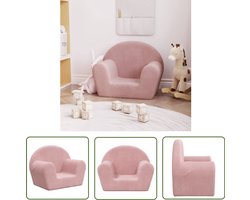 vidaXL Roze Kinderbank - Kinderbank - Kinderbank zacht pluche roze - Pluch Kinderbank - Kindermeubilair - Kids Furniture