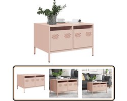 vidaXL Roze Stalen Tv-meubel met Lades Tv-meubel - Roestvrijstalen Tv-meubel - Roze Tv-stand - Compact Tv-meubel - Salontafel