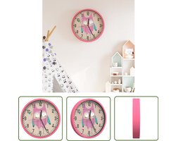 vidaXL Rozekleur - Wandklok - Wandklok Ø25,5 cm polystyreen en glas roze - Vintage Klok - Retro Klok - Polystyreen Klok