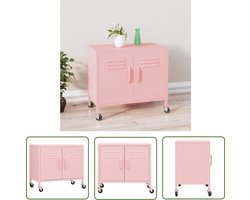 vidaXL Rozen Kleur - Opslagkast - Opbergkast 60x35x56 cm staal roze - Metalen Kast - Staalkast - Opbergkast Industrieel