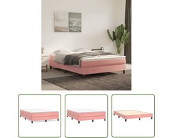 vidaXL Rozenkleurig Bed - Boxspring Frame - Bedframe fluweel roze 140x190 cm - Velvet Bed - Tweepersoons Bed - Stapelbare Bedbodems