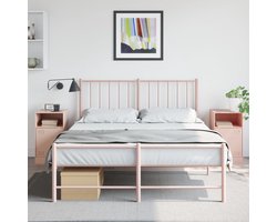 vidaXL Rozenkleurig - Nachtkastje - Nachtkastjes 2 st 34,5x39x62 cm staal roze - Staal - Opbergkast - Slaapkamersdecoratie