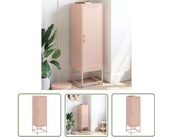 vidaXL Rozenkleurige Kast - Hoge Kast - Hoge kast 36x39x123 cm staal roze - Metalen Kast - Staalkast - Opbergkast