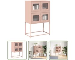 vidaXL Rozenkleurige Kast - Hoges Kast - Hoge kast 68x39x107 cm staal roze - Opslagkast - Metalen Kast - Kasten Set