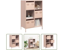 vidaXL Rozenkleurige Kast - Hoogkasten - Hoge kast 68x39x103,5 cm staal roze - Opslagkast - Houten Kast - Designkast