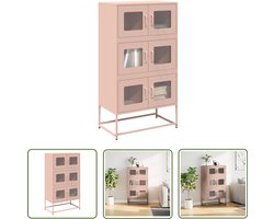 vidaXL Rozenkleurige Kast - Hoogkasten - Hoge kast 68x39x123 cm staal roze - Opbergkast - Metalen Kast - Kasten Set