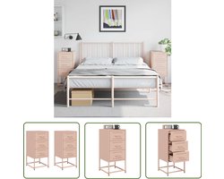 vidaXL Rozenkleurige Nachtstandaard - Nachtkastjes - Nachtkastjes 2 st 36x39x78 cm staal roze - Industrieel Design - Metalen Nachtkast - Staalkasten