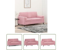 vidaXL Rozerode Bank - Tweezitsbank - Tweezitsbank met sierkussens 140 cm fluweel roze - Velours Bank - Salontafel - Bankstellen