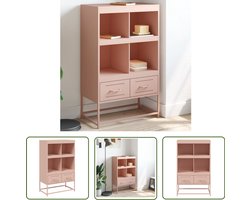 vidaXL Rozerode Kast - Hoge Kast - Hoge kast 68x39x111,5 cm staal roze - Staalkast - Opslagkast - Woonaccessoires