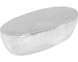 vidaXL - salontafel - 100x50x28 - cm - gehamerd - aluminium - zilver