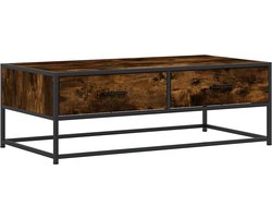 vidaXL - Salontafel - 100x50x35 - cm - bewerkt - hout - en - metaal - gerookt - eiken
