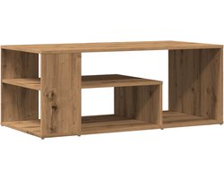 vidaXL - Salontafel - 100x50x40 - cm - bewerkt - hout - artisanaal - eikenkleurig