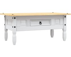vidaXL Salontafel 100x55x44 cm Corona-stijl wit Salontafel Corona Stijl - Houten Salontafel - Salontafel Met Lade - Mexicaanse Salontafel - Vita Xl