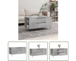 vidaXL Salontafel - 102x44,5x50 cm - Betongrijs Salontafel - Beton Grijs - Houten Salontafel - Bijzettafel - Tv Tafels