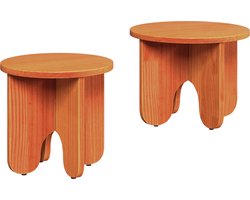 vidaXL - Salontafel - 2 - st - Wasbruin - 39.5 - x - 39.5 - x - 30 - cm - Massief - grenenhout