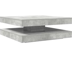 vidaXL Salontafel - 360 graden draaibaar - 90x90x34,5 cm - Betongrijs Salontafel - Houten Salontafel - Draaibare Salontafel - Betongrijs Meubilair - Modern Tafellampje