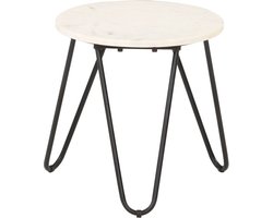 vidaXL - Salontafel - 40x40x40 - cm - echt - steen - met - marmeren - textuur - wit
