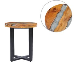 vidaXL - Salontafel - 40x45 - cm - massief - teakhout - en - polyresin