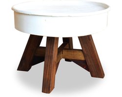 vidaXL - Salontafel - 60x45 - cm - massief - gerecycled - hout - wit