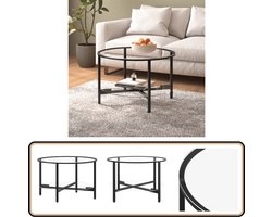 vidaXL Salontafel - 70 cm - Gehard Glas - Zwart Salontafel - Zwarte Salontafel - Modern Tafellamp - Glas Tafel - Koffietafel