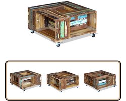 vidaXL Salontafel 70x70x35 cm gerecycled hout Salontafel - Hout Meubilair - Vintage Salontafel - Recycled Wood Furniture - Industrieel Interieur