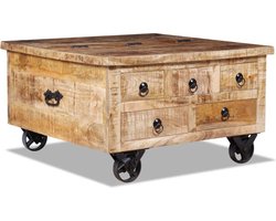 vidaXL - Salontafel - 70x70x40 - cm - ruw - mangohout