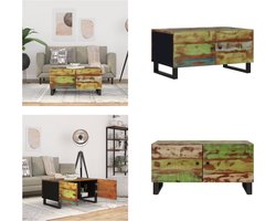 vidaXL Salontafel 80x50x40 cm massief gerecycled hout en bewerkt hout - Salontafel - Salontafels - Tafel - Bijzettafel