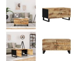 vidaXL - Salontafel - 80x50x40 - cm - massief - mangohout - en - bewerkt - hout