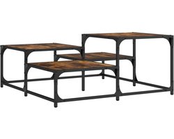 vidaXL - Salontafel - 87,5x87,5x40 - cm - bewerkt - hout - gerookt - eikenkleurig