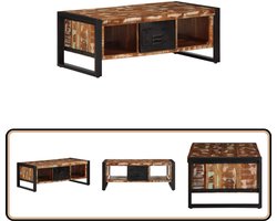 vidaXL Salontafel 90x50x36 cm gerecycled hout Salontafel - Houten Salontafel - Vintage Salontafel - Industrieel Meubilair - Multifunctionele Tafel