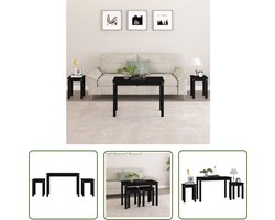 vidaXL Salontafel - Bijzet Tafels - Tafeltjesset 3 st massief grenenhout zwart - Stapelbare Tafels - Houten Tafels - Grenenhouten Tafels