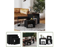 vidaXL Salontafel - Bijzettafel - 3-delige Tafeltjesset spaanplaat zwart - Tv-meubel - Side Table - Koffietafel