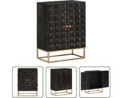 vidaXL Salontafel - Dressoir - Dressoir 55x34x75 cm massief mangohout en ijzer zwart - Vintage Meubilair - Industrieel Design - Mango Wood Furniture